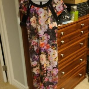 Rich colored floral dress with cutouts